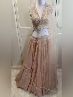 Kynaah by Sanjana Lakhani Blush Pink Embroidered Lehenga Set